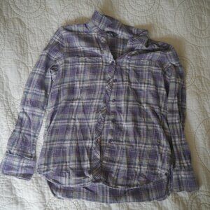 Purple and gray Eddie Bauer plaid shirt